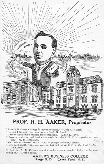 Print advertisement for Aaker's Business College