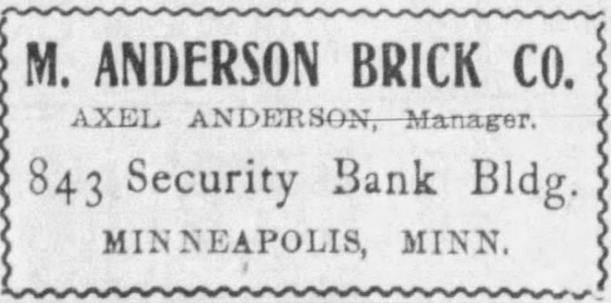 Print advertisement of Axel Anderson's brick business.