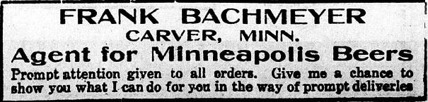 Print advertisement for Frank Bachmeyer, beer brewery agent.