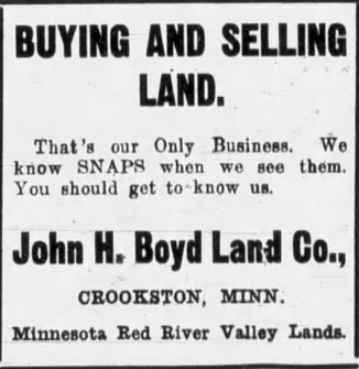 Print advertisement for John H. Boyd's real estate company.