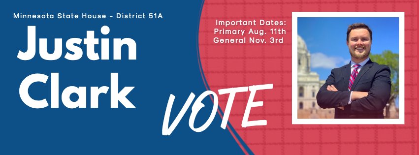Digital logo for Justin Clark's 2020 HD 51A primary campaign.