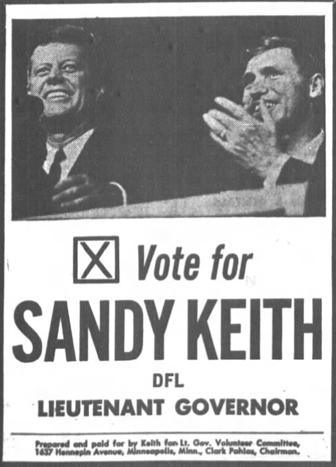 Print advertisement for Alexander Keith's 1962 Lieutenant Governor campaign
