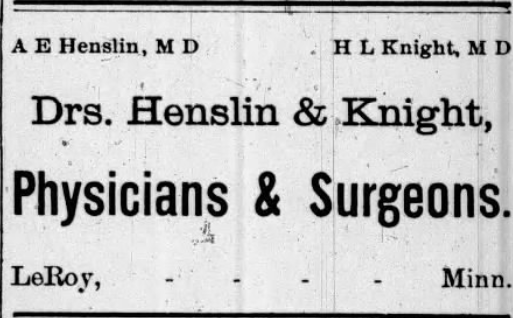 Print advertisement for Henry Knight's medical practice