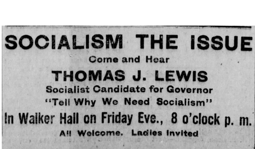 Print advertisement for Thomas Lewis' 1914 general election campaign for Governor