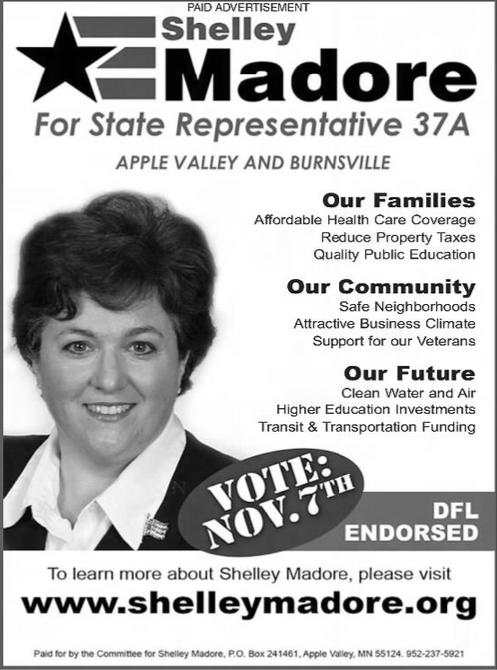 Print advertisement for Shelley J. Madore's 2006 HD 37A general election campaign