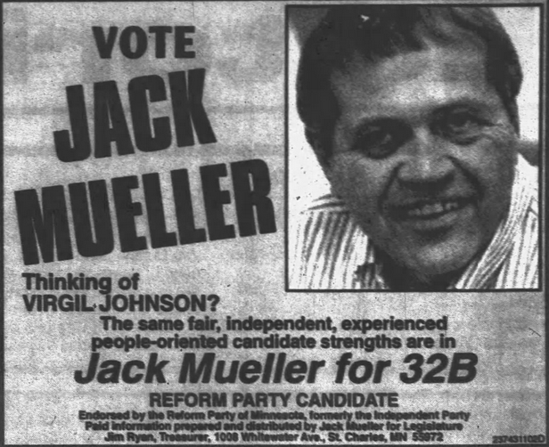 Print advertisement for Jack Mueller's HD 32B general election campaign