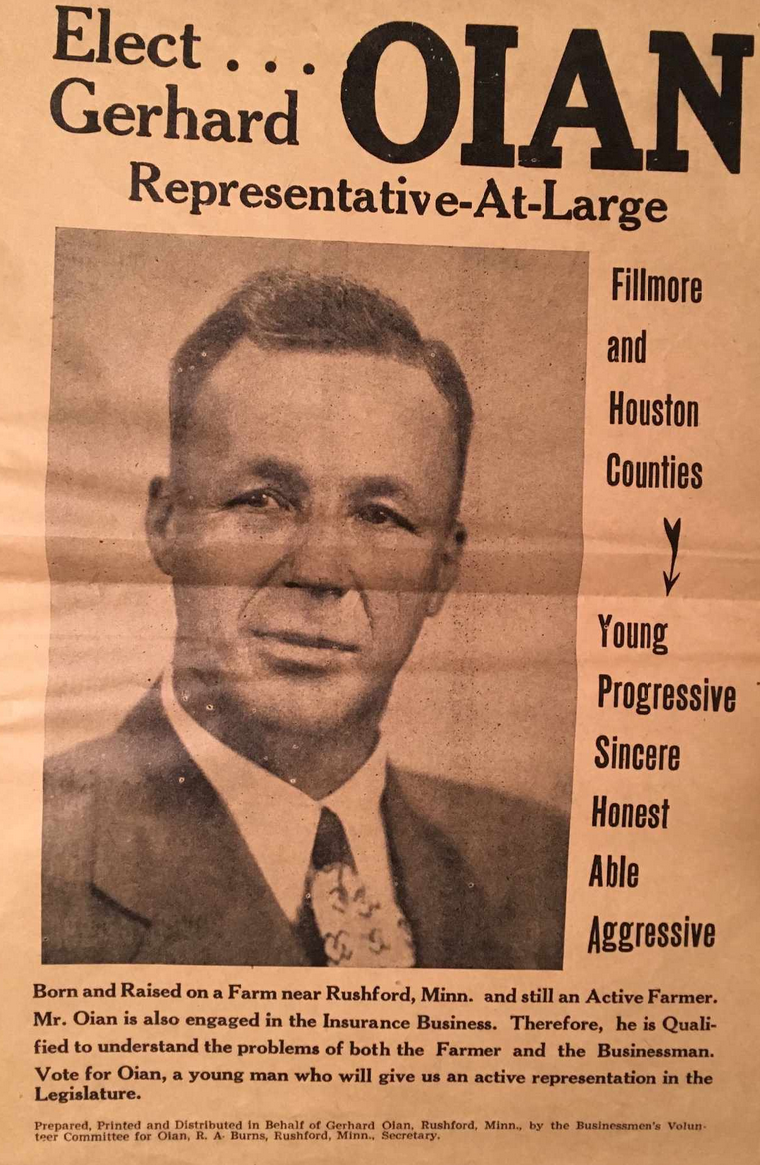 Print advertisement for Gerhard Oian's 1948 HD 01 general election campaign