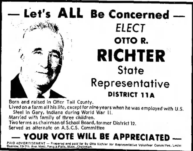Print advertisement for Otto R. Richter's 1972 HD 11A general election campaign