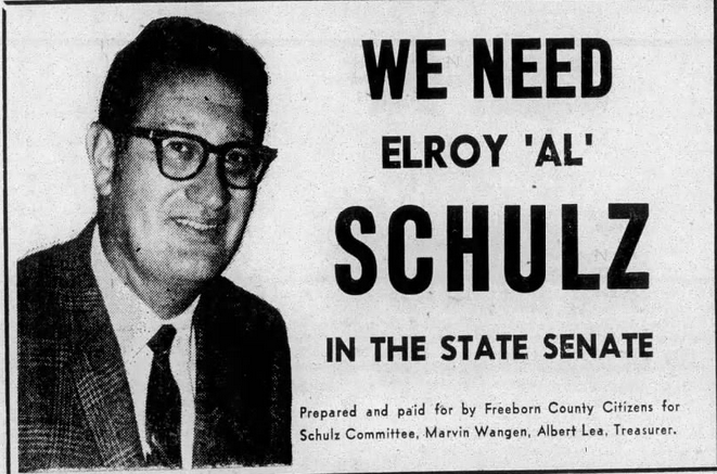 Print advertisement for Elroy Schulz's 1970 SD 09 primary election campaign