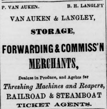 Print advertisement for P. Van Auken's steamline and commission business.