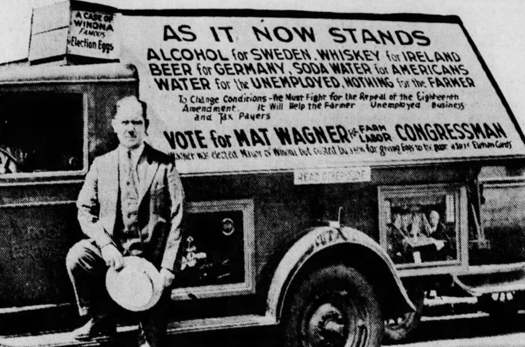 Photo of Mat Wagner during his 1932 Farmer-Labor At-Large U.S. House primary campaign