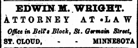 Print advertisement for Edwin M. Wrights law practice